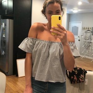 ZARA off-the-shoulder stripe shirt. Never worn.